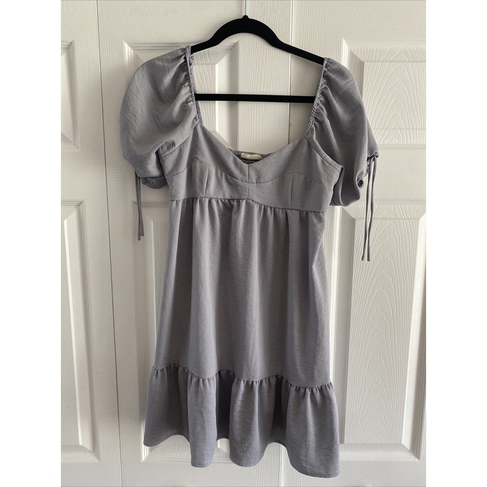 Altar'd State Babydoll Dress Womens Size S Blue Puff Sleeve Ruffle Mini Boho Y2K
